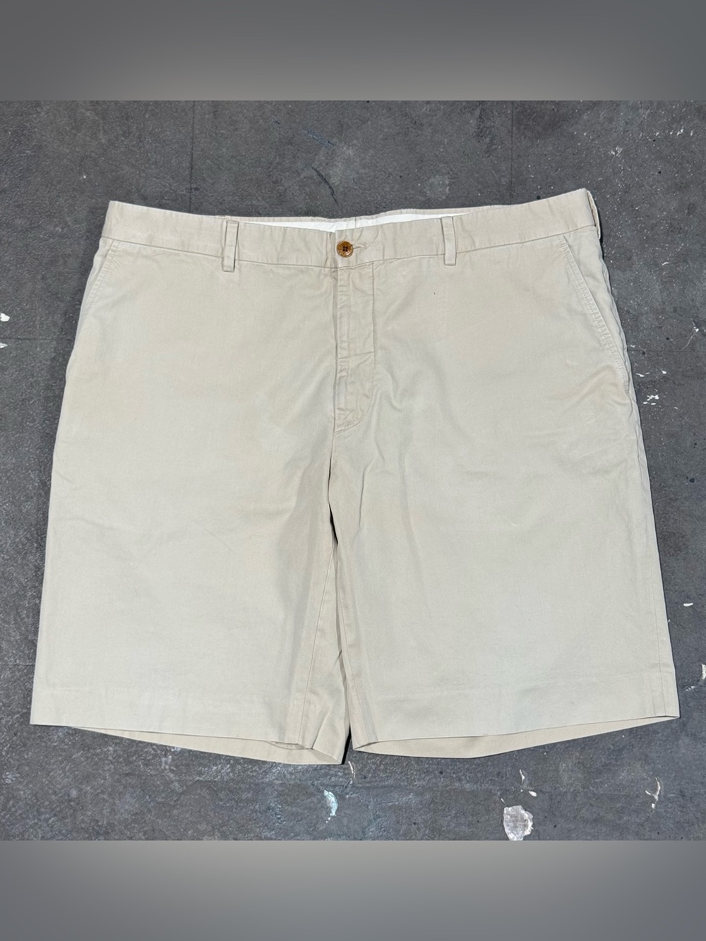 Ralph Lauren Purple Label Shorts Mens 36 Khaki Baggy Fit Flat Front Cotton Chino